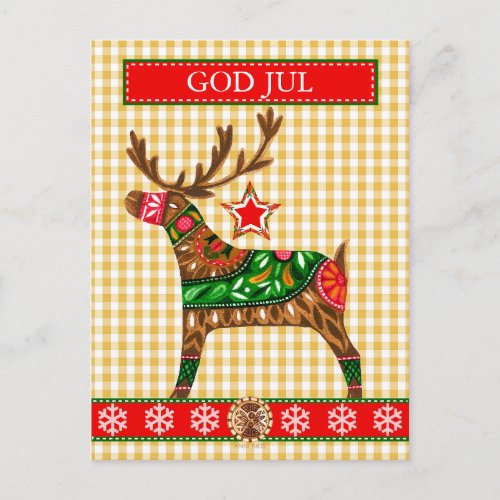 Scandinavian Christmas Greeting w custom text Holiday Postcard