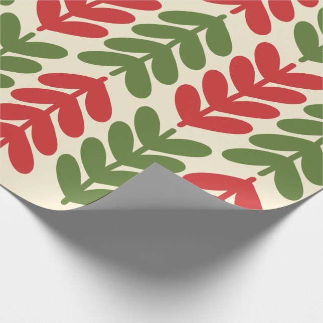 Scandinavian Christmas Leaves Pattern Wrapping Paper (Corner)