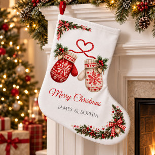 Scandinavian Christmas Mittens for Couples Large Christmas Stocking