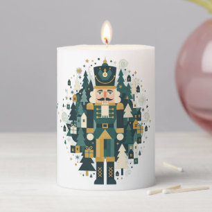 Scandinavian Christmas Nutcracker Pillar Candle