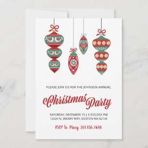 Scandinavian Christmas Ornaments Party Invitation