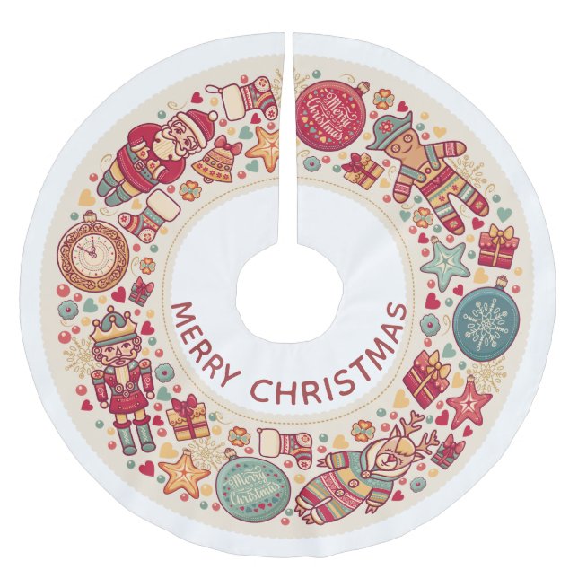 Scandinavian Christmas Ornaments Tree Skirt (Front)