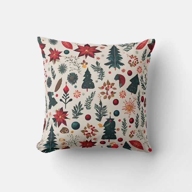 Scandinavian Christmas pattern Throw Pillow (Front)