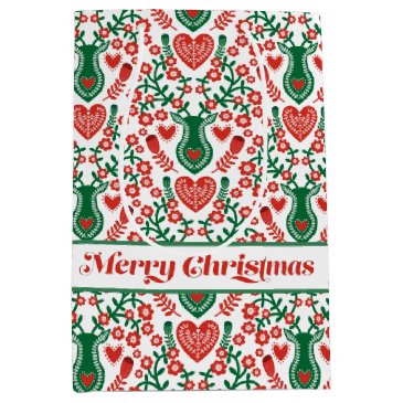 Scandinavian Christmas Pattern w Antlers & Hearts