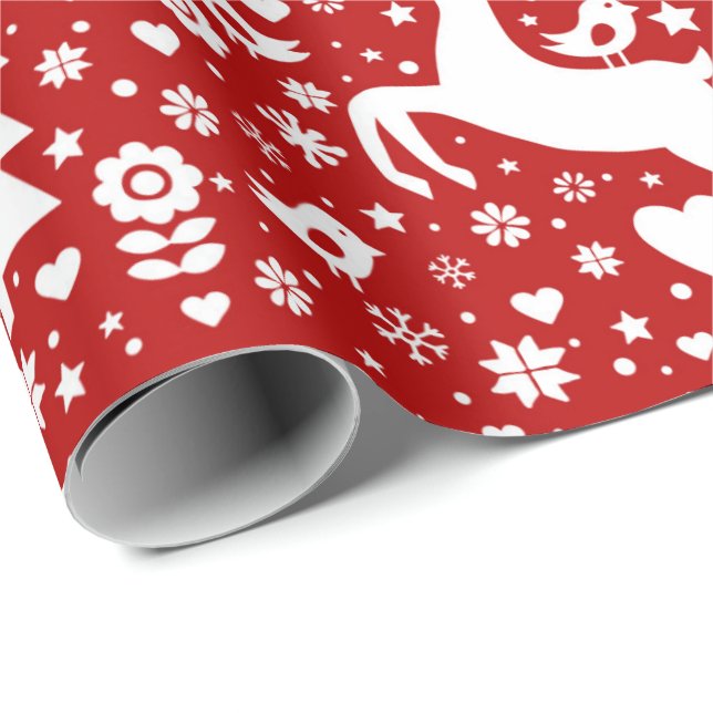 Scandinavian Christmas pattern Wrapping Paper (Roll Corner)