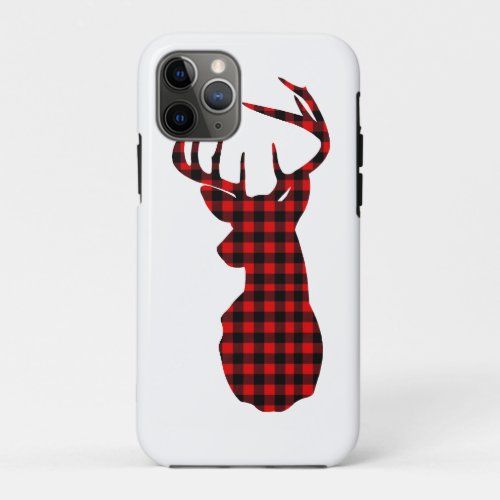 scandinavian christmas red buffalo plaid deer iPhone 11 pro case