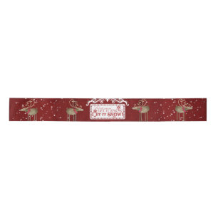 Scandinavian Christmas Reindeer Let it Snow Red Satin Ribbon