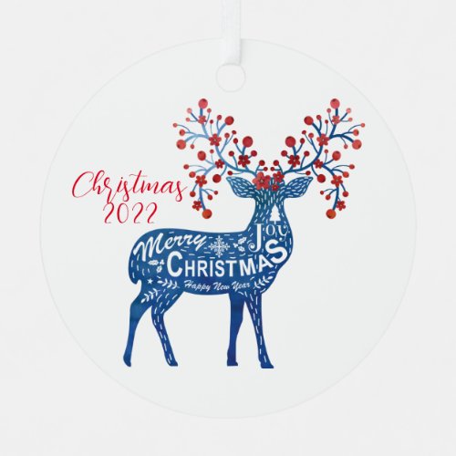 Scandinavian Christmas Reindeer Metal Ornament
