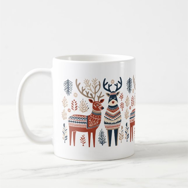Scandinavian Christmas Reindeer Mug (Left)