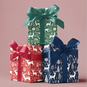 Scandinavian Christmas Reindeer Nordic Wrapping Paper Sheets