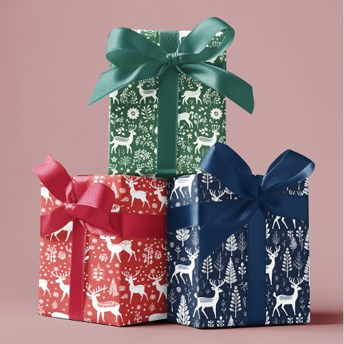Scandinavian Christmas Reindeer Nordic Wrapping Paper Sheets