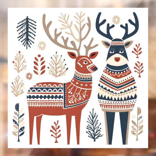 Scandinavian Christmas Reindeer Window Cling (Sheet 2)