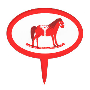 Scandinavian Christmas Rocking Horse Cake Topper