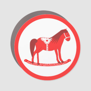 Scandinavian Christmas Rocking Horse Car Magnet