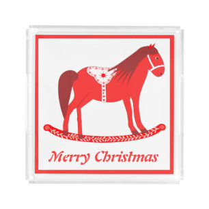 Scandinavian Christmas Rocking Horse Custom Acrylic Tray
