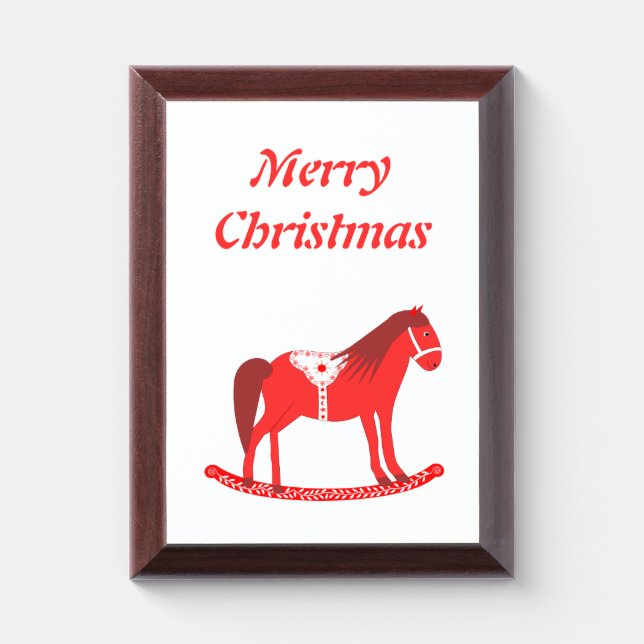 Scandinavian Christmas Rocking Horse Custom Award Plaque (Vertical)