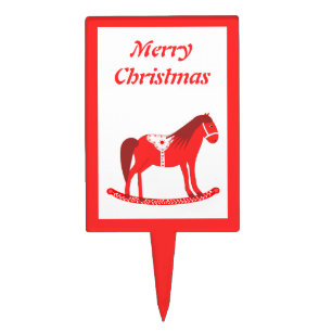 Scandinavian Christmas Rocking Horse Custom Cake Topper