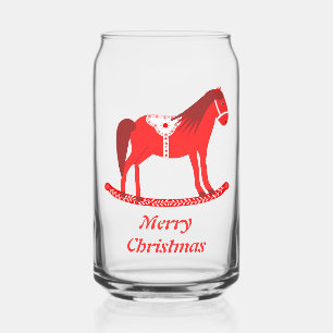 Scandinavian Christmas Rocking Horse Custom Can Glass