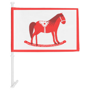 Scandinavian Christmas Rocking Horse Custom Car Flag