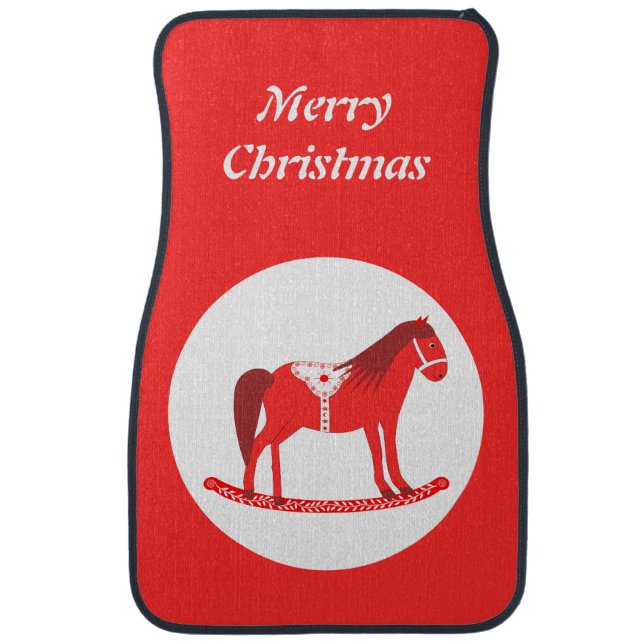 Scandinavian Christmas Rocking Horse Custom Car Floor Mat (Front)