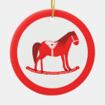 Scandinavian Christmas Rocking Horse Custom Ceramic Ornament