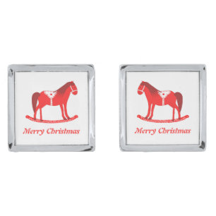 Scandinavian Christmas Rocking Horse Custom Cufflinks