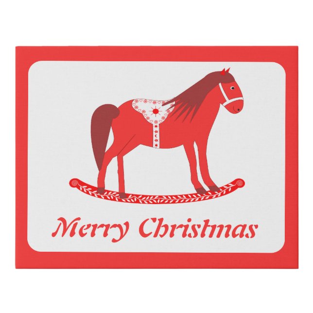 Scandinavian Christmas Rocking Horse Custom Faux Canvas Print (Front)