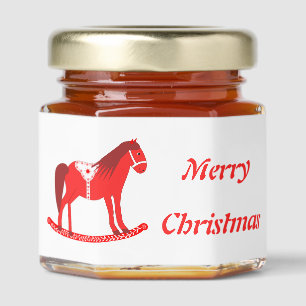 Scandinavian Christmas Rocking Horse Custom Honey Jar Favors