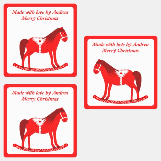 Scandinavian Christmas Rocking Horse Custom Labels (Group)