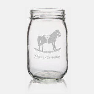 Scandinavian Christmas Rocking Horse Custom Mason Jar