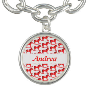 Scandinavian Christmas Rocking Horse Custom Name Bracelet