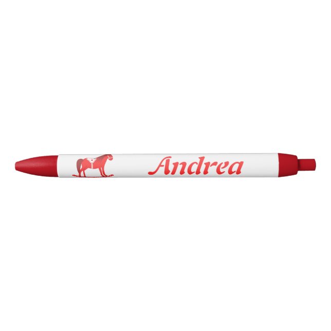 Scandinavian Christmas Rocking Horse Custom Name Pen (Front)
