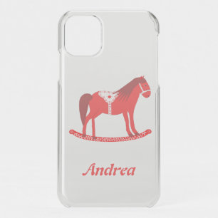 Scandinavian Christmas Rocking Horse Custom Name iPhone 11 Case