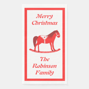 Scandinavian Christmas Rocking Horse Custom Paper Guest Towels