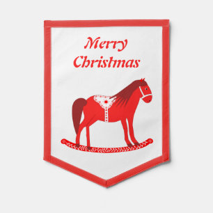 Scandinavian Christmas Rocking Horse Custom Pennant