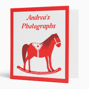Scandinavian Christmas Rocking Horse Custom Photo 3 Ring Binder