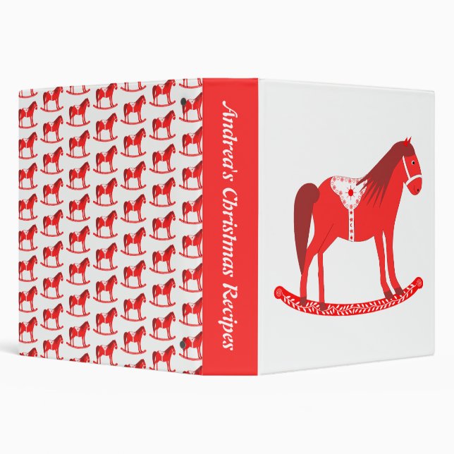 Scandinavian Christmas Rocking Horse Custom Recipe 3 Ring Binder (Background)