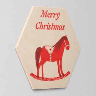 Scandinavian Christmas Rocking Horse Custom Wood Photo Tile