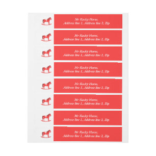 Scandinavian Christmas Rocking Horse Custom Wrap Around Address Label