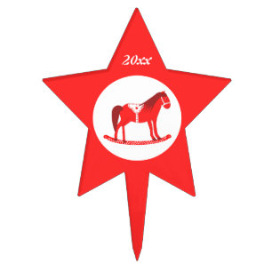 Scandinavian Christmas Rocking Horse Custom Year Cake Topper