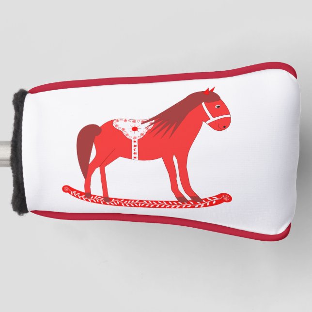 Scandinavian Christmas Rocking Horse Golf Head Cover (Front)