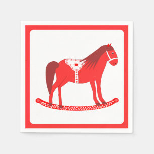 Scandinavian Christmas Rocking Horse Napkins