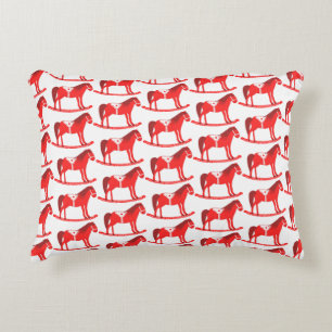 Scandinavian Christmas Rocking Horse Patterned Accent Pillow