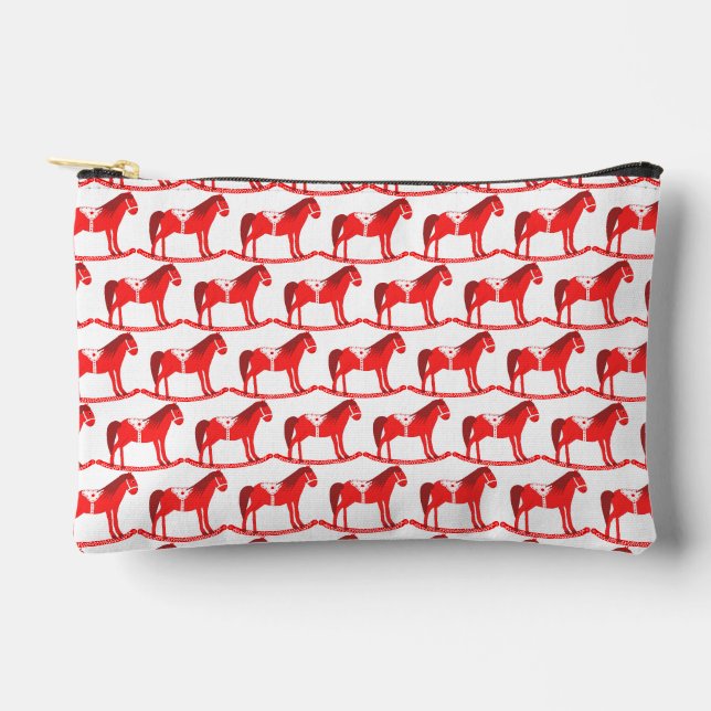 Scandinavian Christmas Rocking Horse Patterned Accessory Pouch (Front)