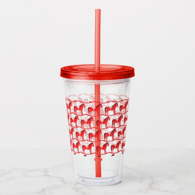 Scandinavian Christmas Rocking Horse Patterned Acrylic Tumbler (Front)