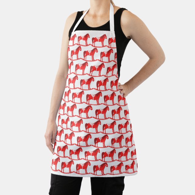 Scandinavian Christmas Rocking Horse Patterned Apron (Insitu)