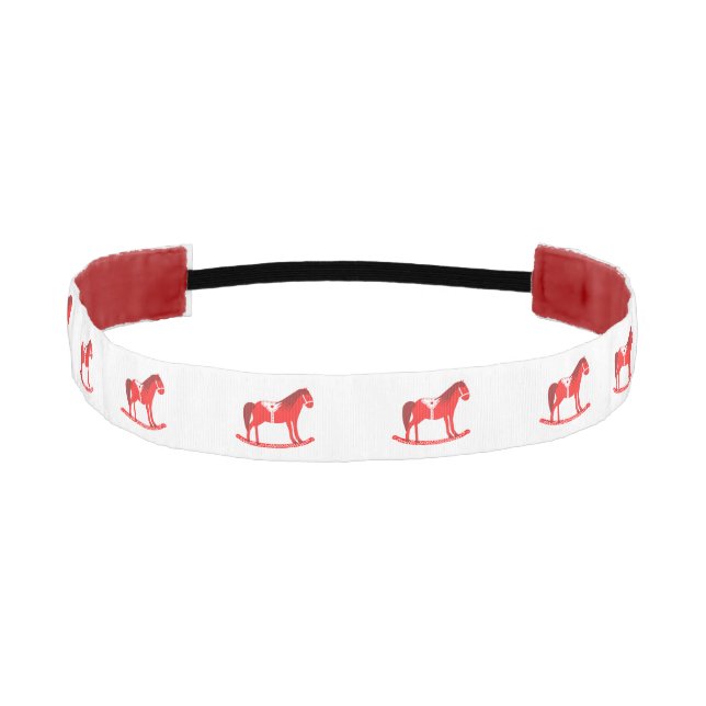 Scandinavian Christmas Rocking Horse Patterned Athletic Headband (Front)