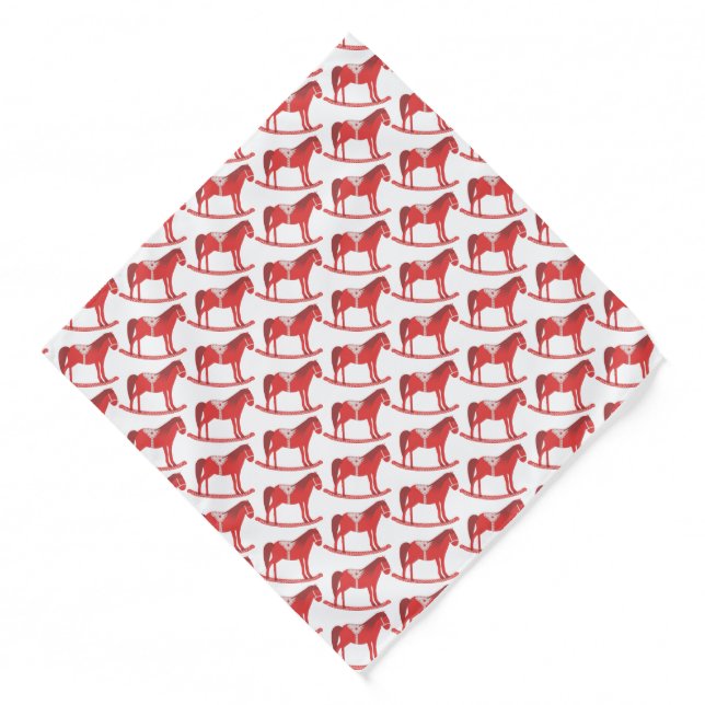 Scandinavian Christmas Rocking Horse Patterned Bandana (Front)