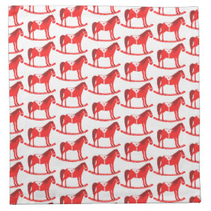 Scandinavian Christmas Rocking Horse Patterned Cloth Napkin