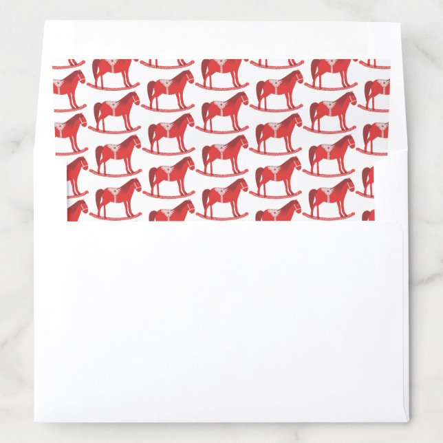 Scandinavian Christmas Rocking Horse Patterned Envelope Liner (In Envelope)